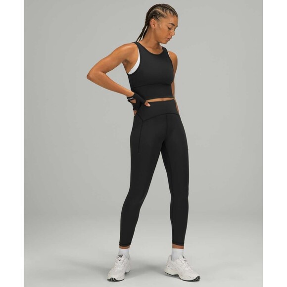 Lululemon Power Thru High Rise Tight Black 25" Pockets Workout Gym Size 4 W5CVIS - Picture 1 of 10